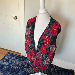 Ugly Sweater Best - Poinsettias and Ornaments